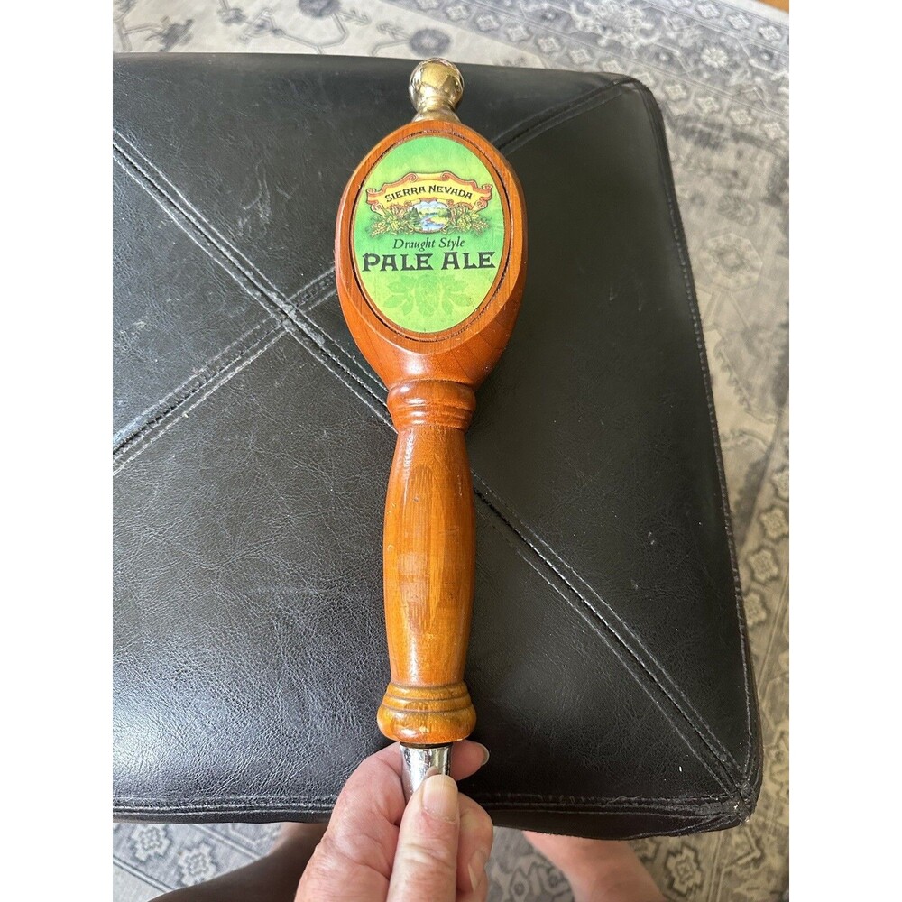 Sierra Nevada Draught Style Pale Ale Beer Tap Handle Three Sided Wood with Gold